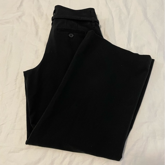 LOFT Pleated Wide Leg Trousers with belt Dress Pants Culottes Black Women’s 4P - Picture 1 of 9